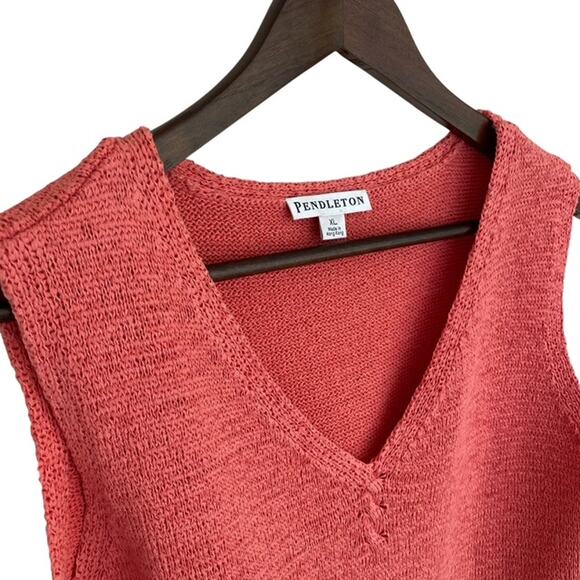 Pendleton Coral V-Neck Sleeveless Sweater - XL - Picture 2 of 4